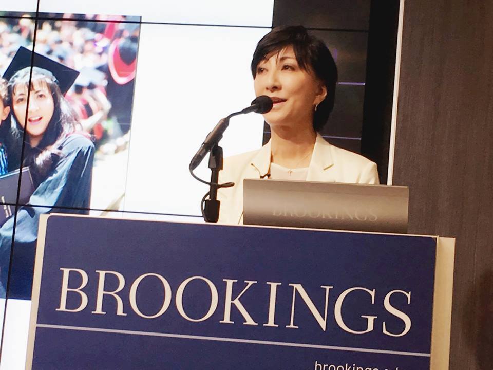 Fujiyo Ishiguro speaking at the Brookings Institute